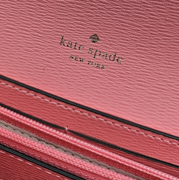 Kate Spade pink peach clutch wallet crossbody bag gold chain‎ straps - Picture 7 of 10